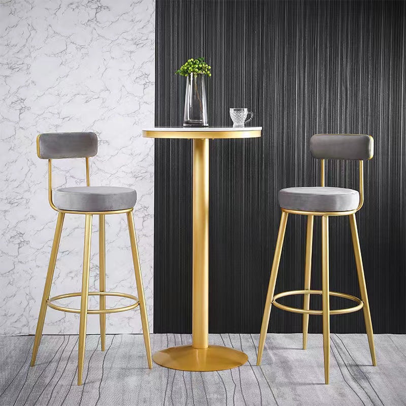 Scandinavian Round Armless Counter Stools Upholstered Bar Stools for Home