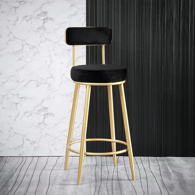 Scandinavian Round Armless Counter Stools Upholstered Bar Stools for Home