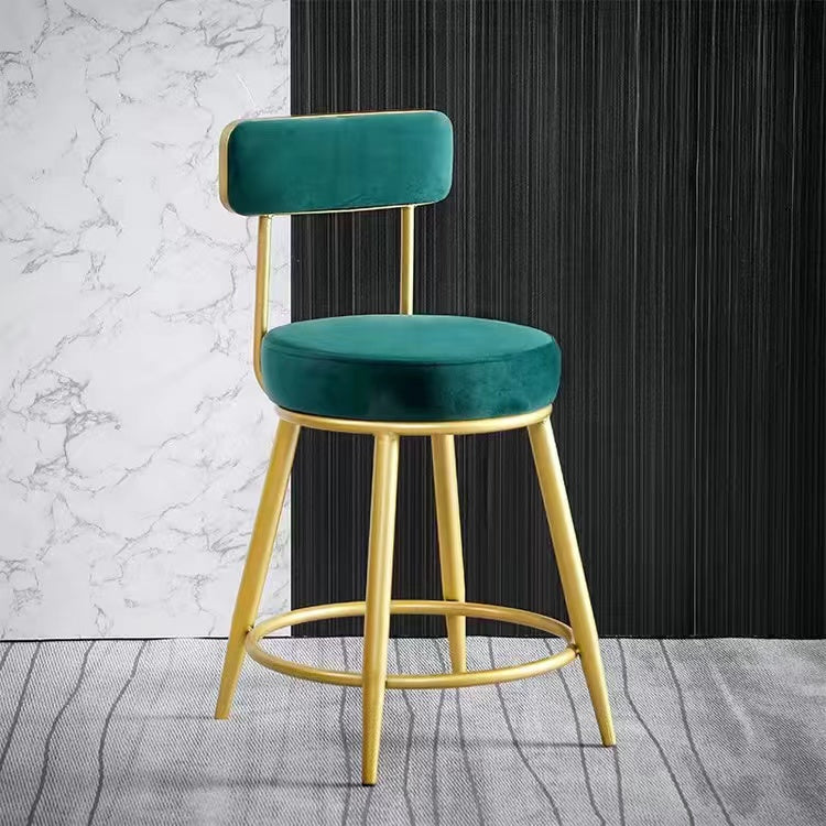 Scandinavian Round Armless Counter Stools Upholstered Bar Stools for Home