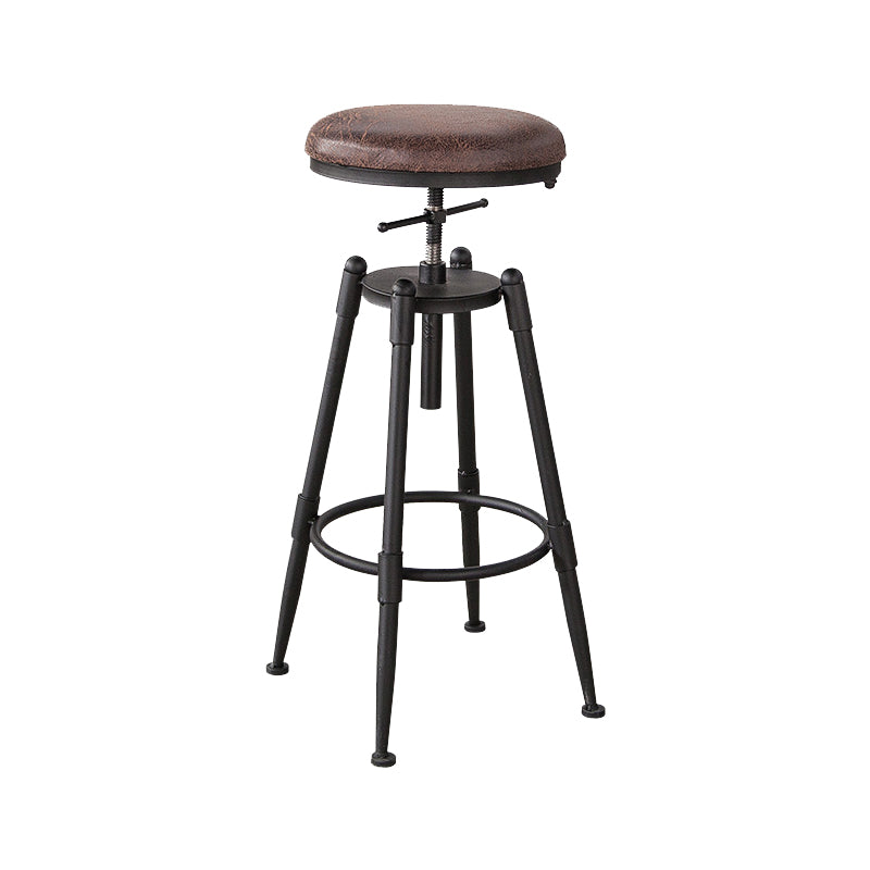 Industrial Footrest Adjustable Height Barstool Brown Pine Home Stool