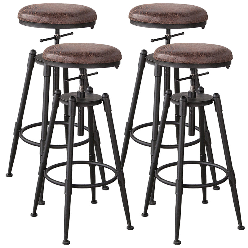 Industrial Footrest Adjustable Height Barstool Brown Pine Home Stool