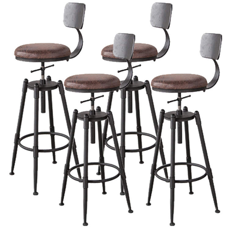 Industrial Footrest Adjustable Height Barstool Brown Pine Home Stool