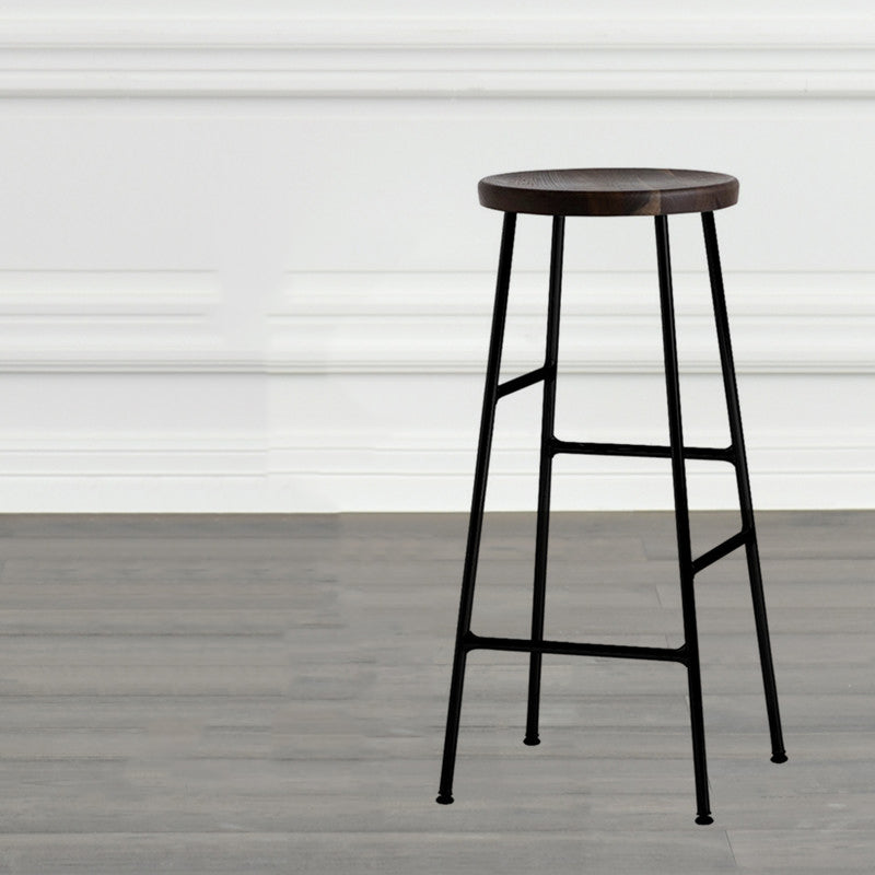 Modern Footrest Backless Barstool Matte Finish Oak Wood Coffee Shop Stool