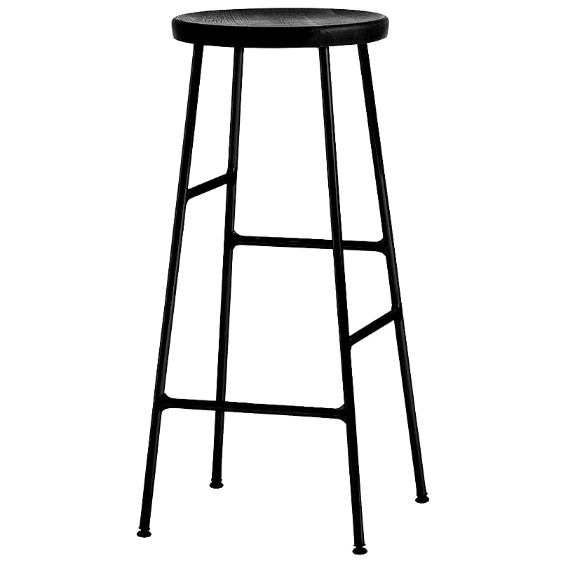 Modern Footrest Backless Barstool Matte Finish Oak Wood Coffee Shop Stool