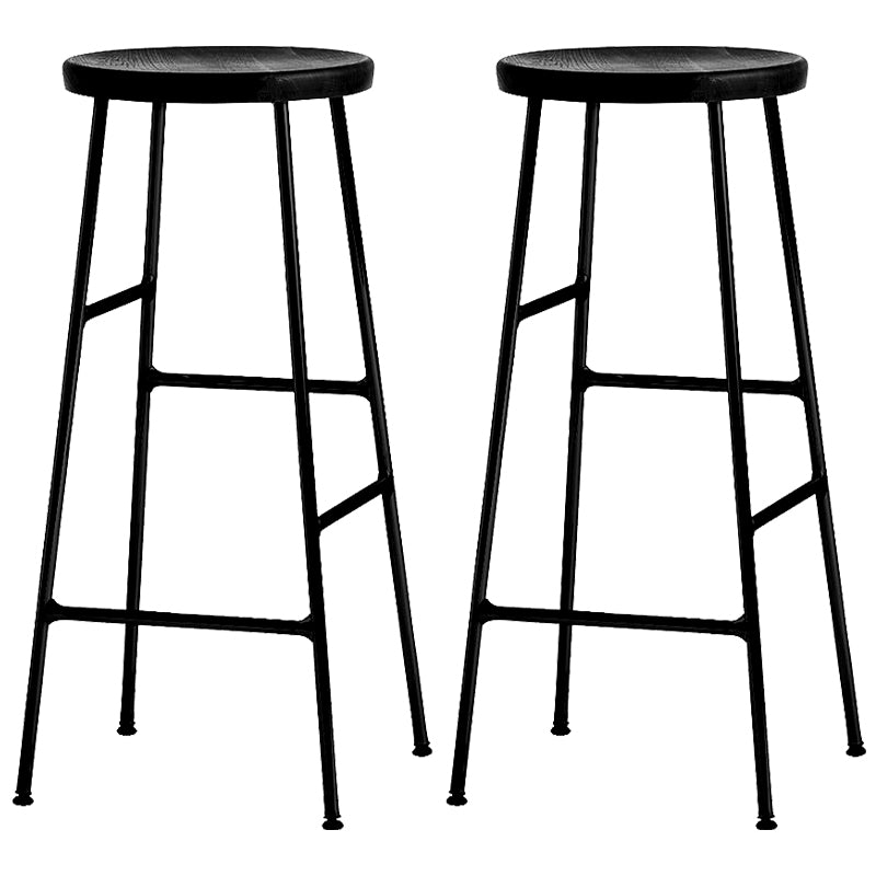 Modern Footrest Backless Barstool Matte Finish Oak Wood Coffee Shop Stool