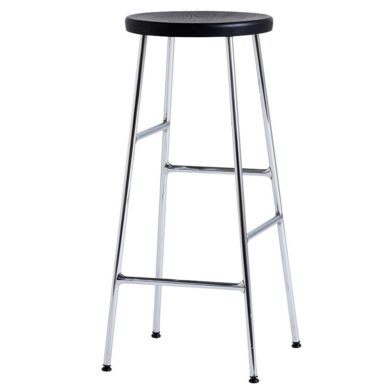 Modern Footrest Backless Barstool Matte Finish Oak Wood Coffee Shop Stool