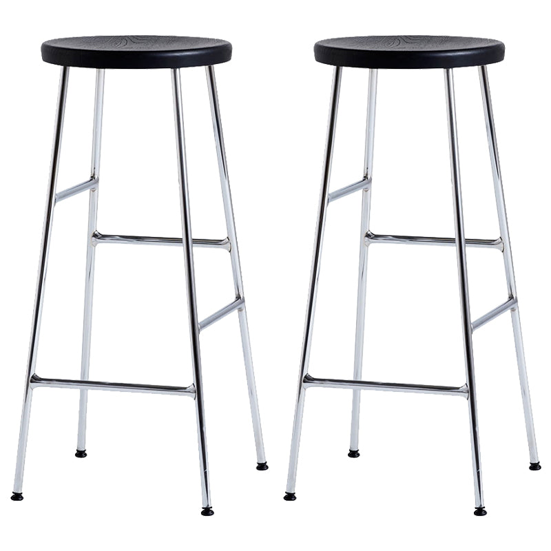 Modern Footrest Backless Barstool Matte Finish Oak Wood Coffee Shop Stool
