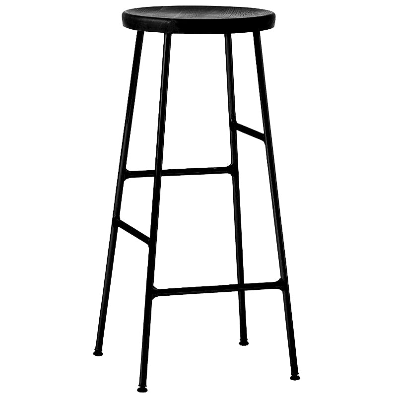 Modern Footrest Backless Barstool Matte Finish Oak Wood Coffee Shop Stool