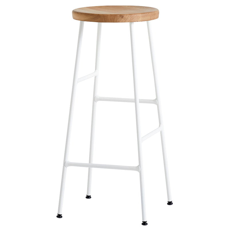 Modern Footrest Backless Barstool Matte Finish Oak Wood Coffee Shop Stool
