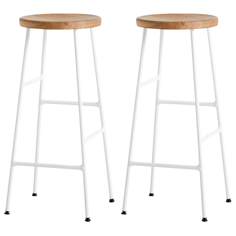 Modern Footrest Backless Barstool Matte Finish Oak Wood Coffee Shop Stool