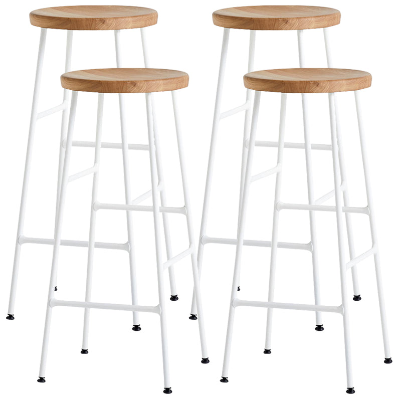 Modern Footrest Backless Barstool Matte Finish Oak Wood Coffee Shop Stool