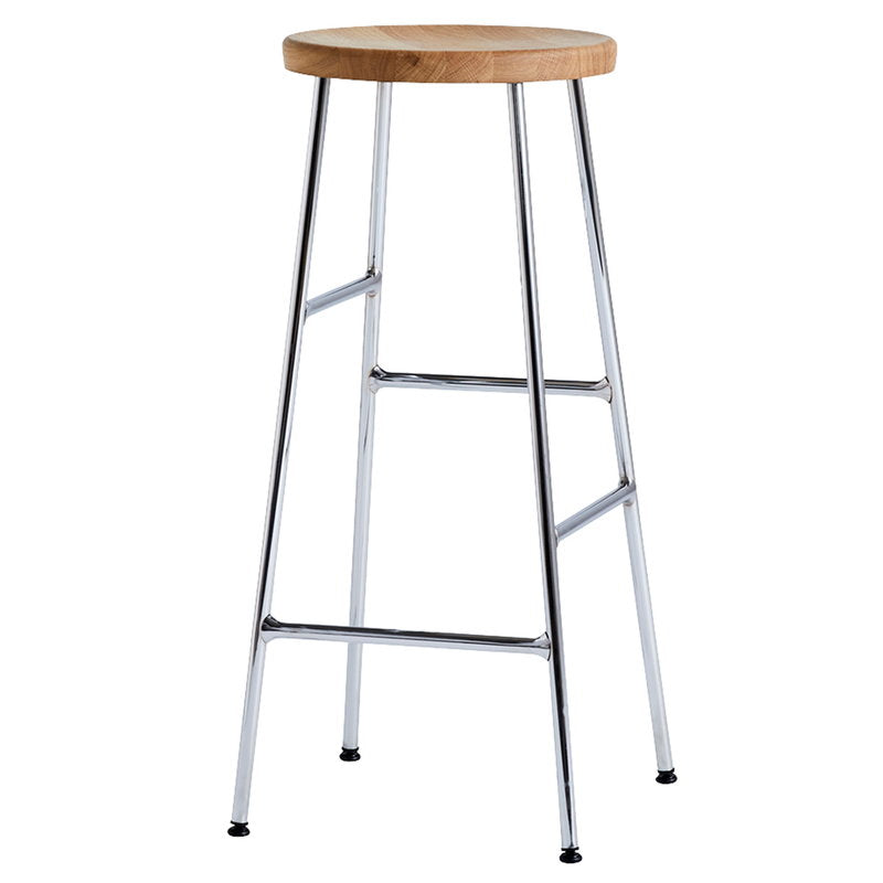 Modern Footrest Backless Barstool Matte Finish Oak Wood Coffee Shop Stool