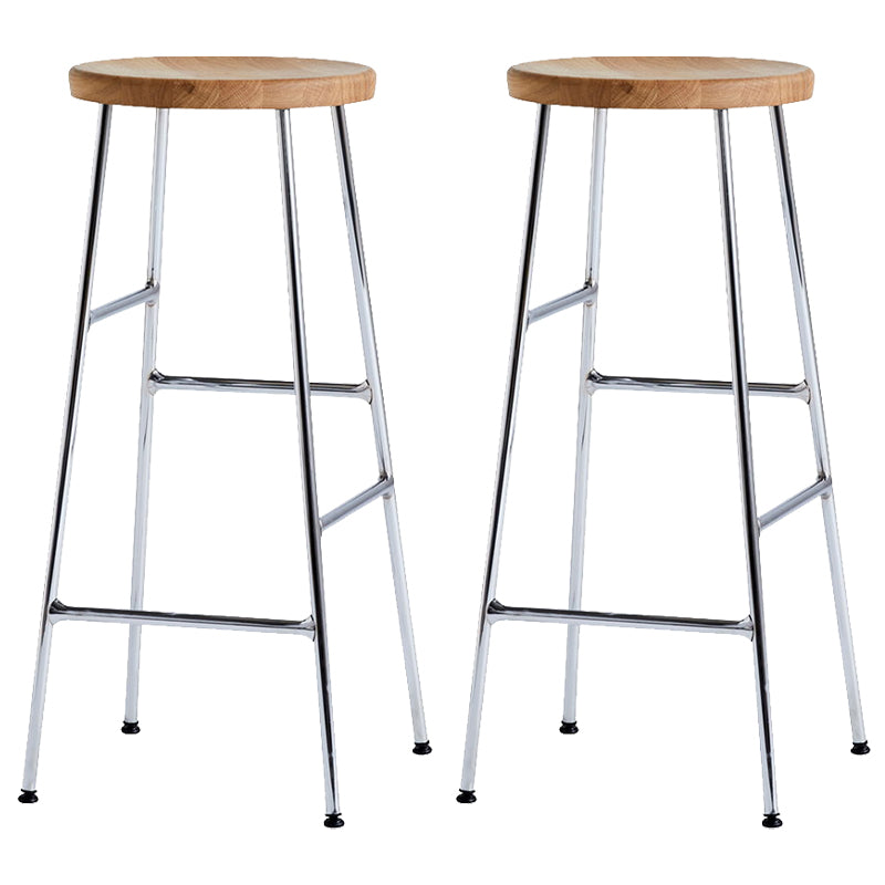 Modern Footrest Backless Barstool Matte Finish Oak Wood Coffee Shop Stool