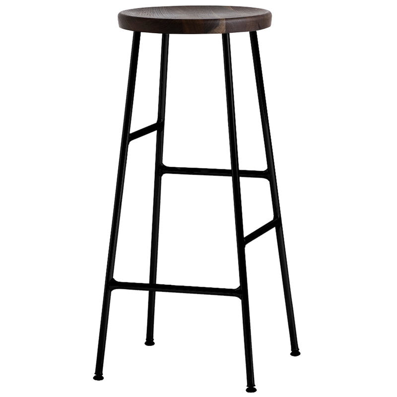 Modern Footrest Backless Barstool Matte Finish Oak Wood Coffee Shop Stool