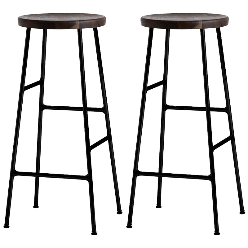 Modern Footrest Backless Barstool Matte Finish Oak Wood Coffee Shop Stool