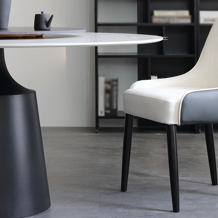 Modern Round Dinette Set 1/3/4/5/7 Pieces Sintered Stone Dining Table Set with Turntable