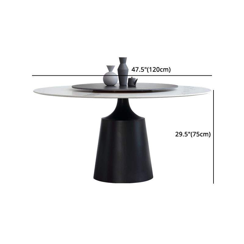 Modern Round Dinette Set 1/3/4/5/7 Pieces Sintered Stone Dining Table Set with Turntable