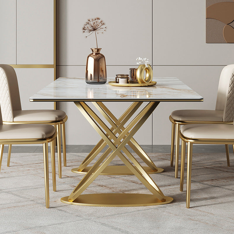Luxury Sintered Stone Top Dining Set Rectangle 1/2/3/5/7 Pieces Dining Table with Chairs