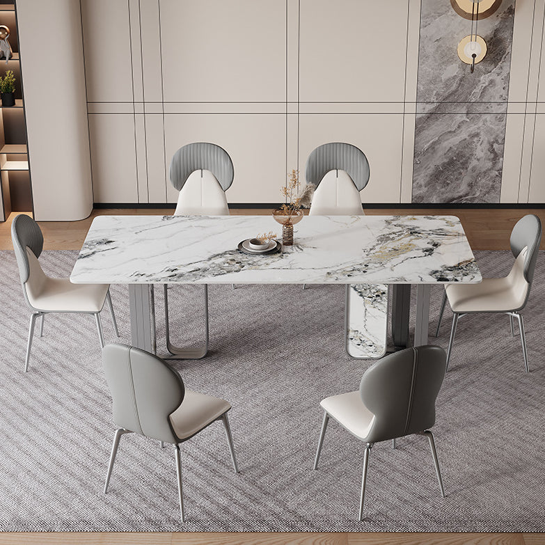 Nordic Sintered Stone Top Dining Set Rectangle 1/2/5/6/7 Pieces Dining Table with Chairs