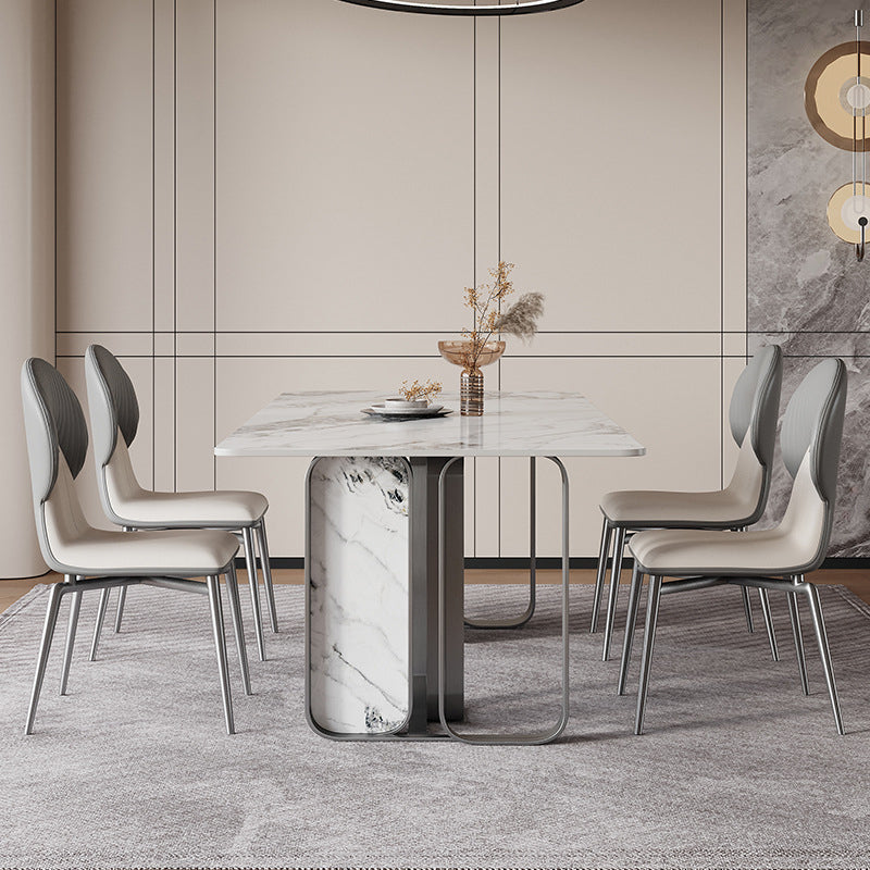 Nordic Sintered Stone Top Dining Set Rectangle 1/2/5/6/7 Pieces Dining Table with Chairs