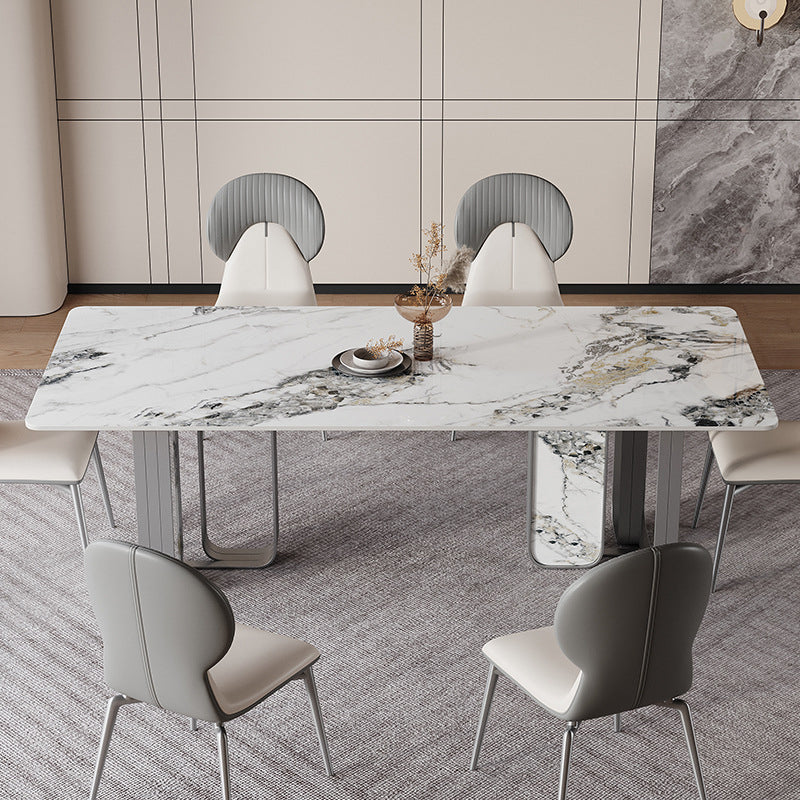 Nordic Sintered Stone Top Dining Set Rectangle 1/2/5/6/7 Pieces Dining Table with Chairs