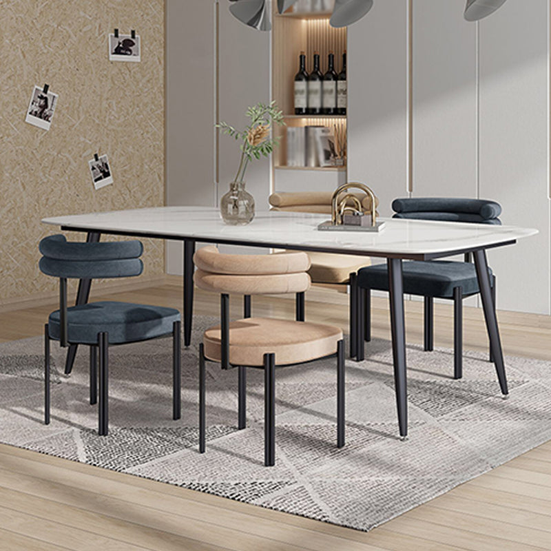 Modern Rectangle Dinette Set 1/4/5 Pieces Dining Table Set with White Sintered Stone Top
