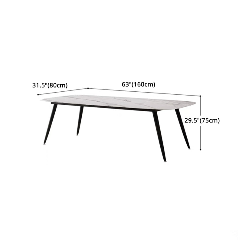 Modern Rectangle Dinette Set 1/4/5 Pieces Dining Table Set with White Sintered Stone Top