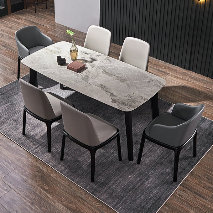 Modern Ash Wood Dinette Set 1/2/4/5/7 Pieces Dining Table Set with Grey Sintered Stone Top