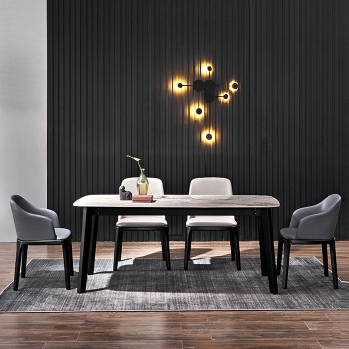 Modern Ash Wood Dinette Set 1/2/4/5/7 Pieces Dining Table Set with Grey Sintered Stone Top