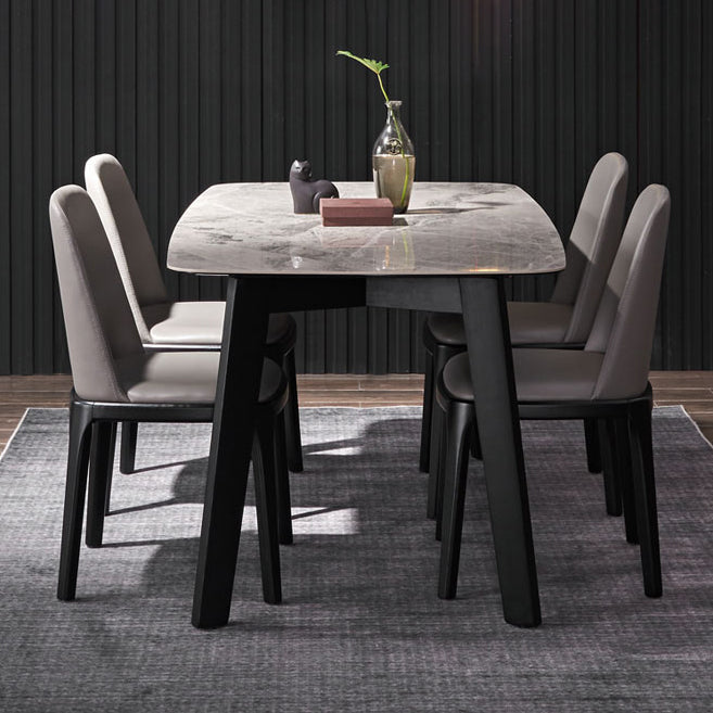 Modern Ash Wood Dinette Set 1/2/4/5/7 Pieces Dining Table Set with Grey Sintered Stone Top