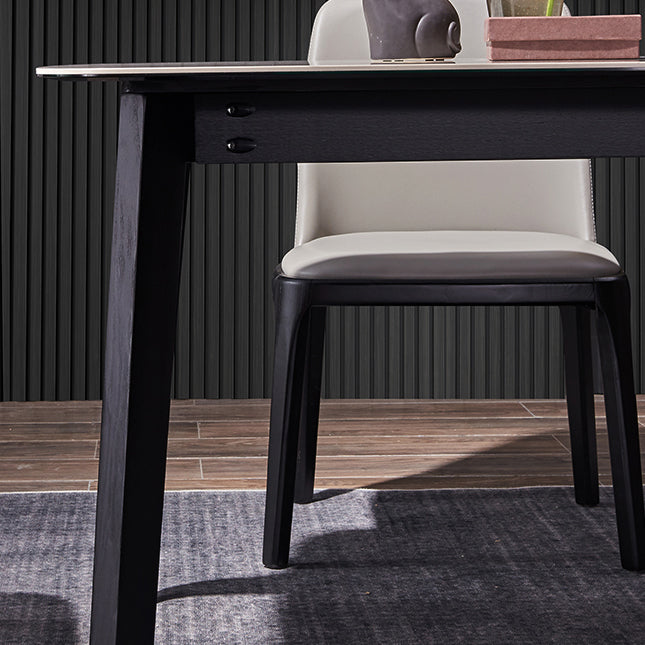Modern Ash Wood Dinette Set 1/2/4/5/7 Pieces Dining Table Set with Grey Sintered Stone Top