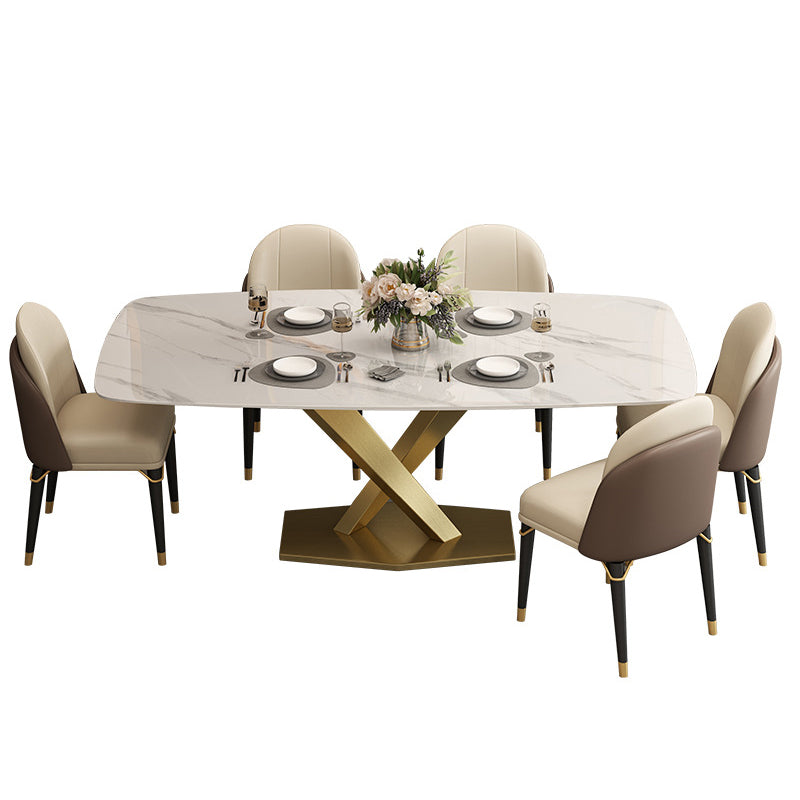 Luxury Sintered Stone Top Dining Set Rectangle 1/4/5/6/7 Pieces Dining Table with Chairs