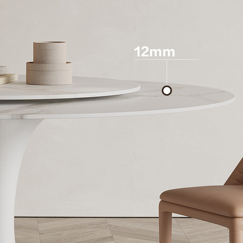 Modern Round Dinette Set 1/3/4/5/7 Pieces Dining Table Set with White Sintered Stone Top