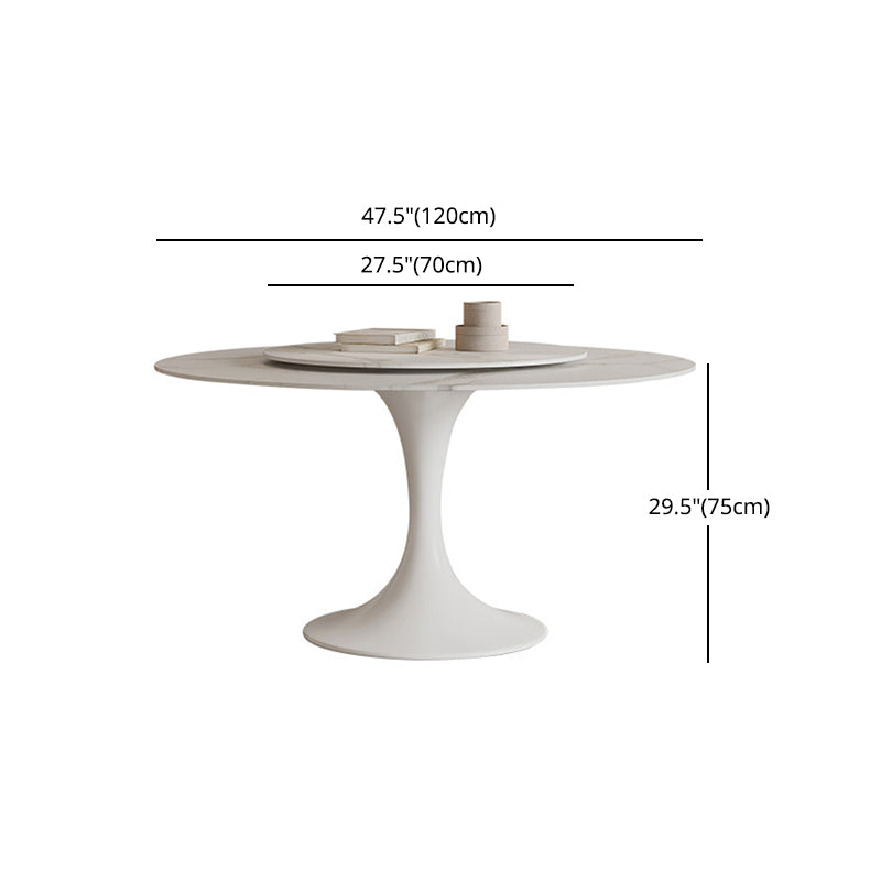 Modern Round Dinette Set 1/3/4/5/7 Pieces Dining Table Set with White Sintered Stone Top