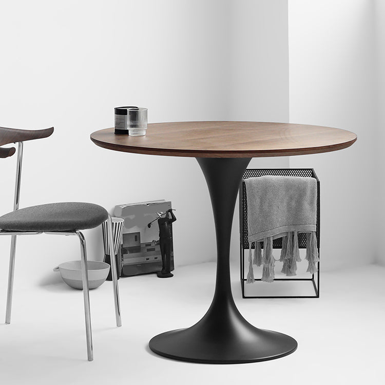 Modern Style Round Table Wooden Dining Table with Pedestal Base for Kitchen