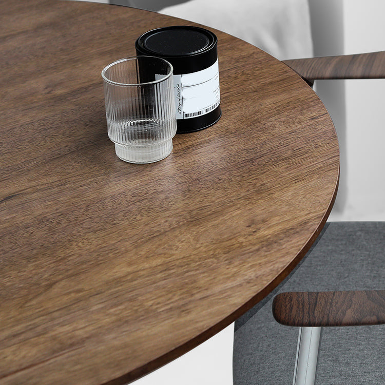 Modern Style Round Table Wooden Dining Table with Pedestal Base for Kitchen