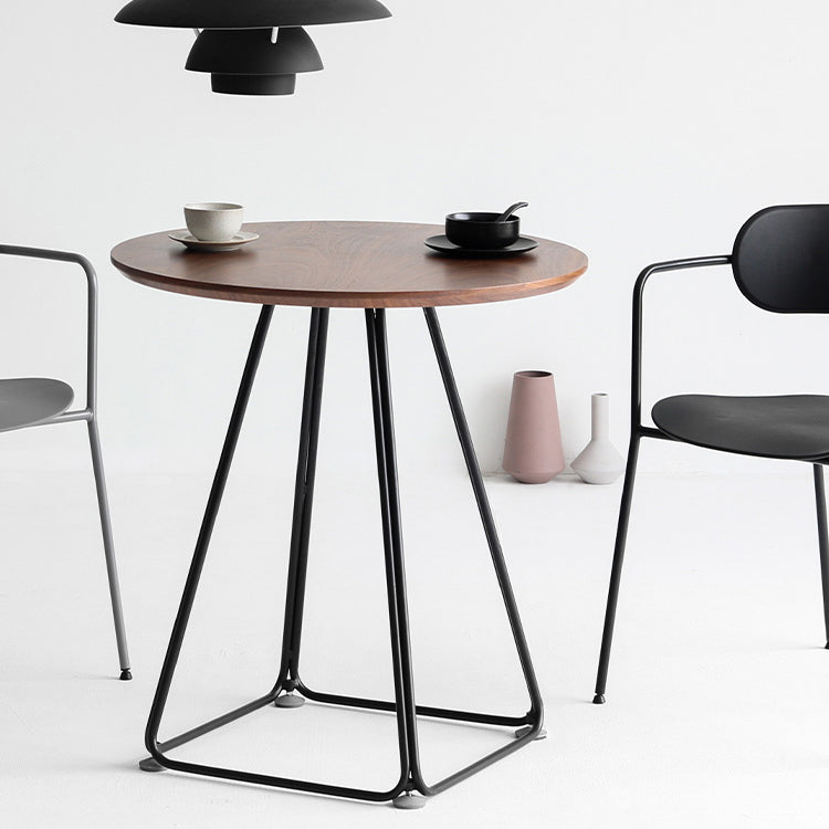 Modern Round Dining Table Wooden Dining Table with Metal Base for Kitchen