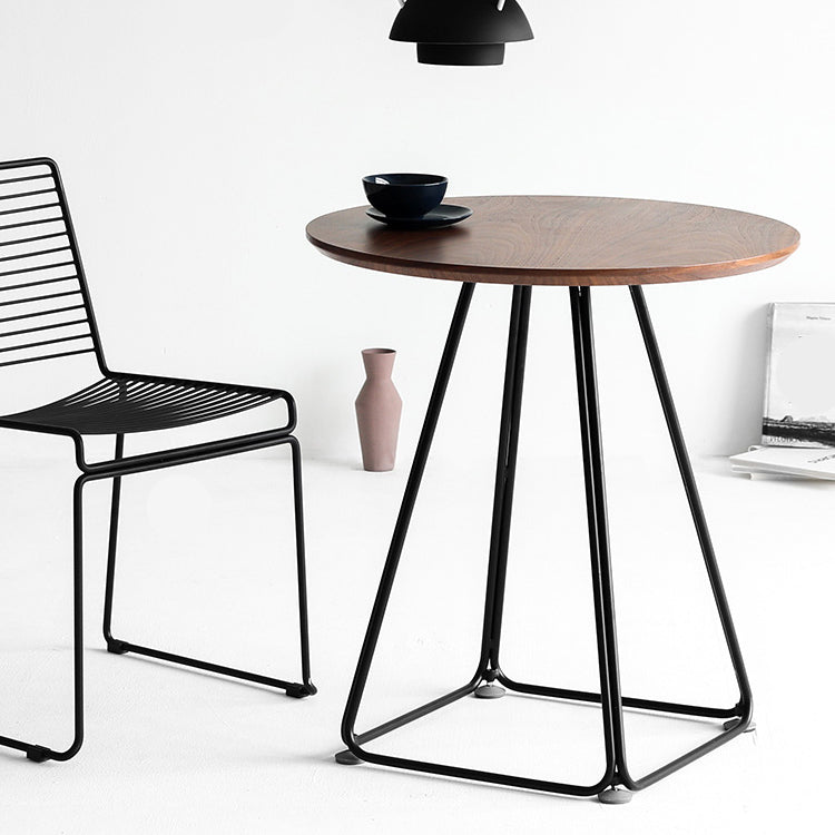 Modern Round Dining Table Wooden Dining Table with Metal Base for Kitchen