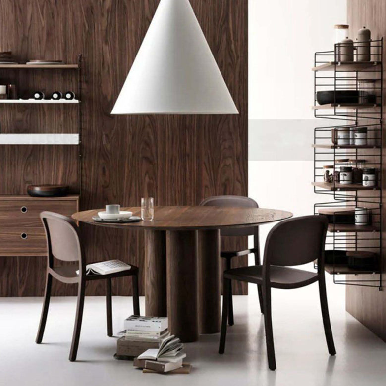Round Simplicity Style Dining Table Fixed Table with Solid Wood