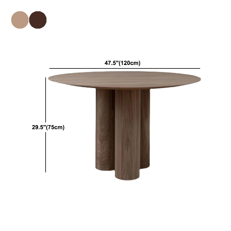 Round Simplicity Style Dining Table Fixed Table with Solid Wood