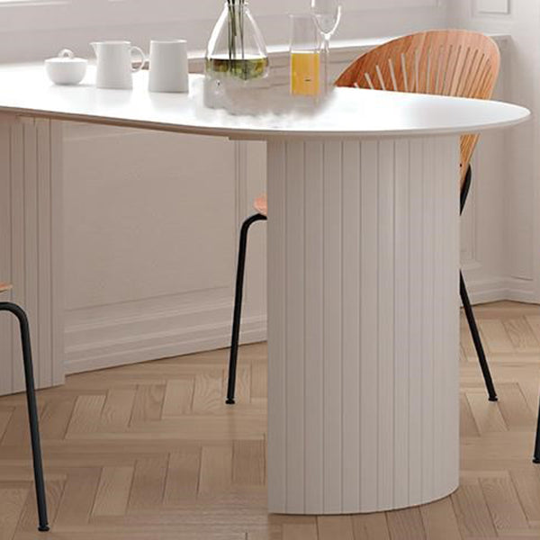 Free Form White Dining Table Solid Wood Table Contemporary with Double Pedestal