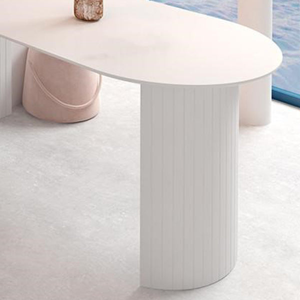 Free Form White Dining Table Solid Wood Table Contemporary with Double Pedestal
