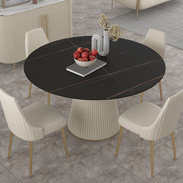 Table à manger ronde en pierre frittée, Table de luxe traditionnelle pour la maison