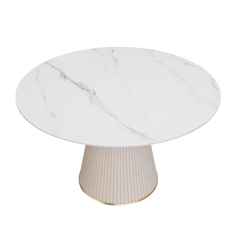 Table à manger ronde en pierre frittée, Table de luxe traditionnelle pour la maison