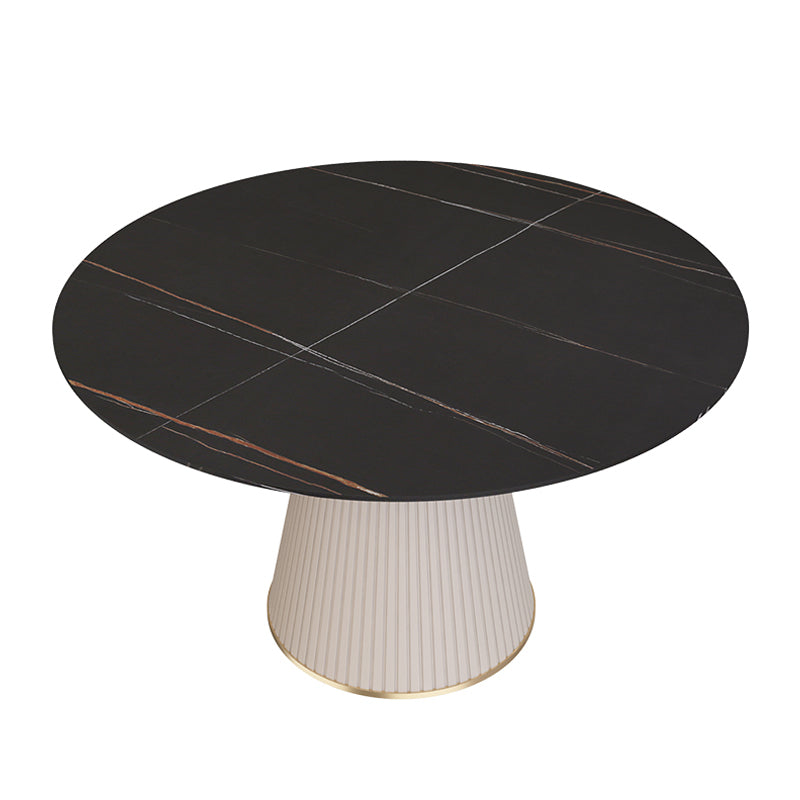 Table à manger ronde en pierre frittée, Table de luxe traditionnelle pour la maison