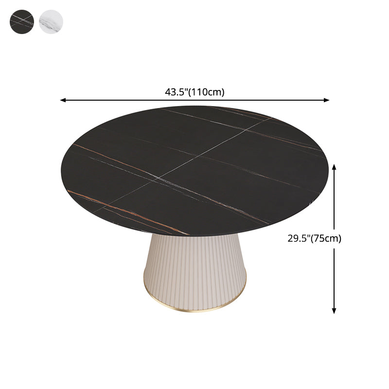 Table à manger ronde en pierre frittée, Table de luxe traditionnelle pour la maison