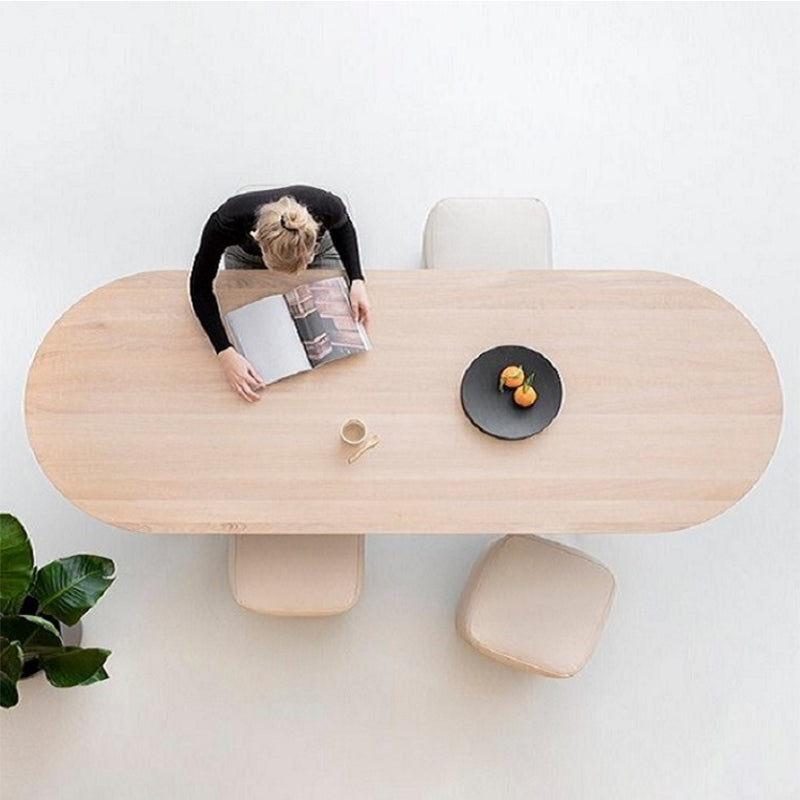 Modern Solid Wood Table for Restaurant Oval Dining Table with Double Pedestal