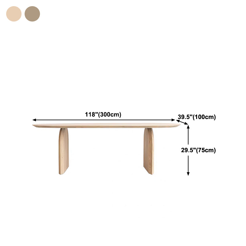 Modern Solid Wood Table for Restaurant Oval Dining Table with Double Pedestal