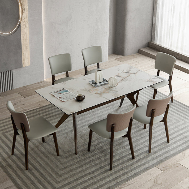 Medieval Modern Sintered Stone Top Dining Table Rectangle Kitchen Table with 4 Legs