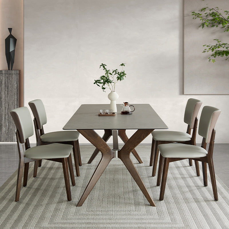 Medieval Modern Sintered Stone Top Dining Table Rectangle Kitchen Table with 4 Legs